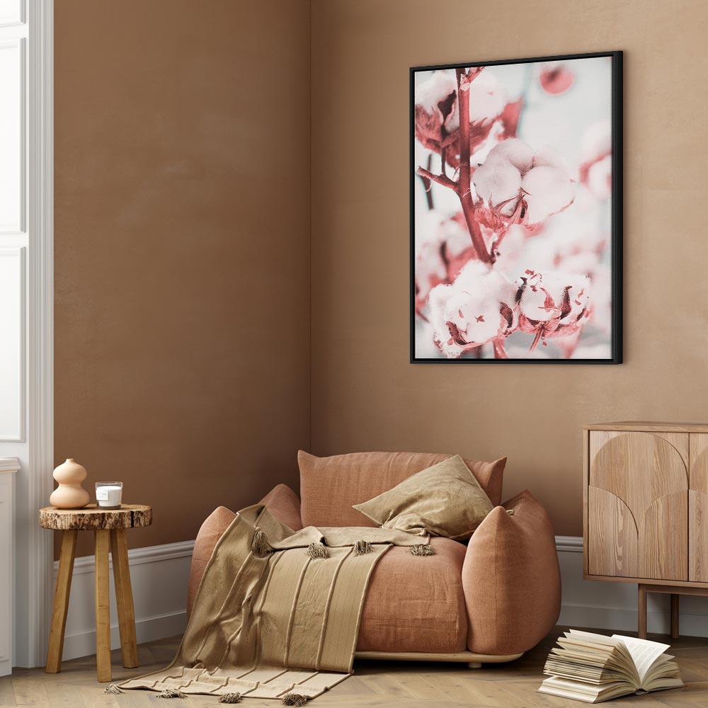 Blooming Cotton Floral Canvas Print Vertical