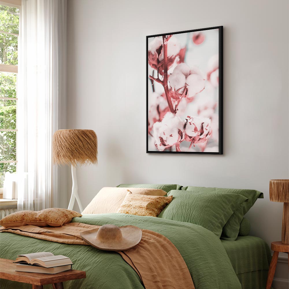 Blooming Cotton Floral Canvas Print Vertical