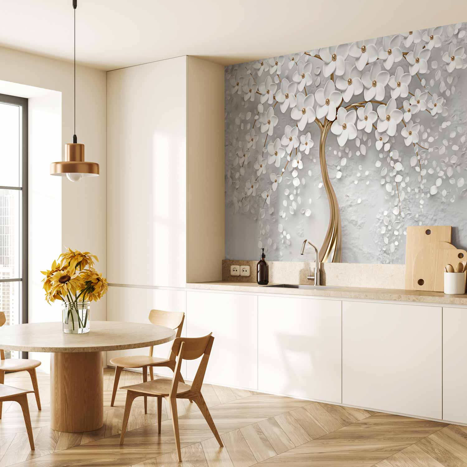 Abstract Magnolia Floral Wall Mural