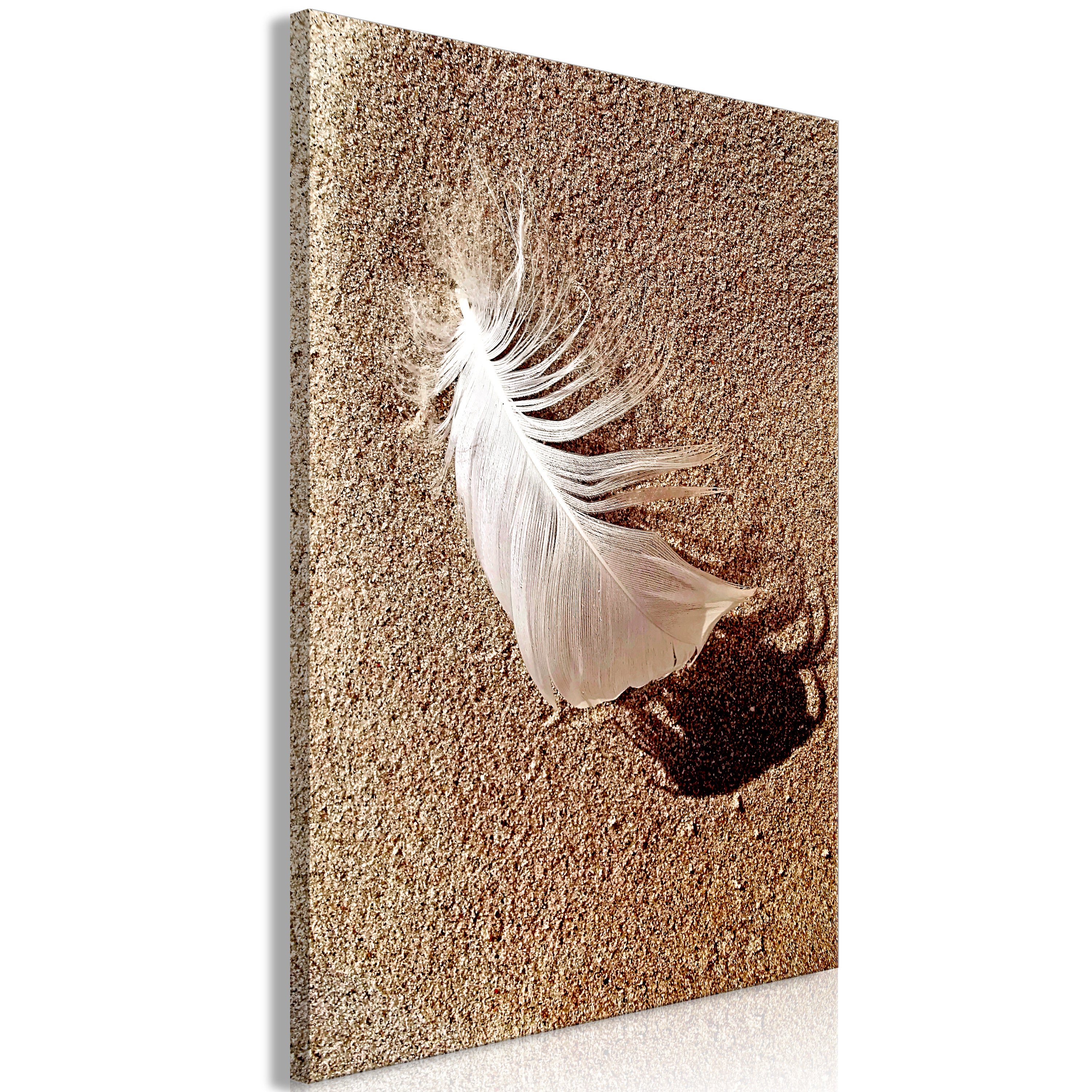 Canvas Print Feather on the Sand Vertical