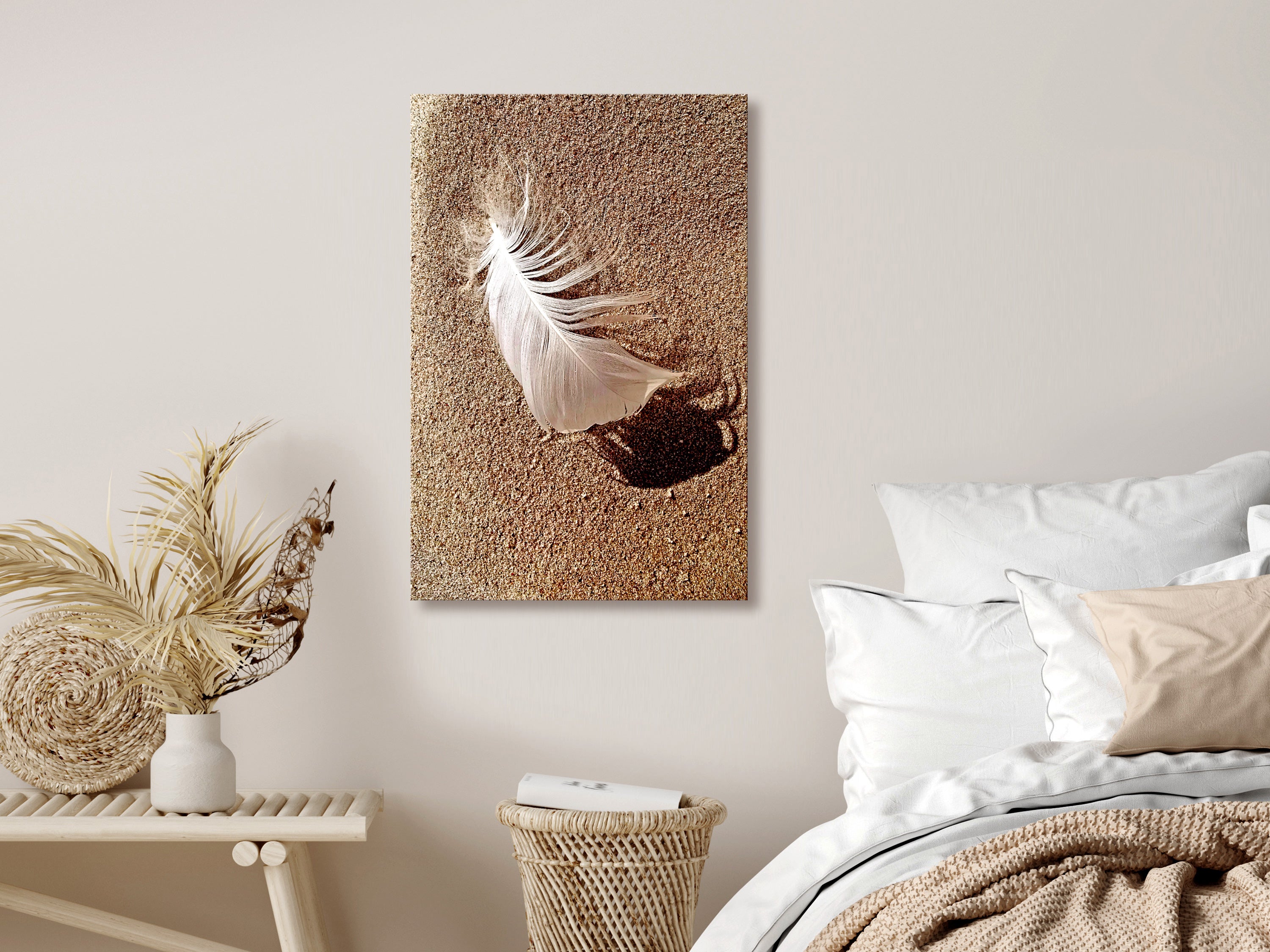 Canvas Print Feather on the Sand Vertical