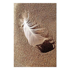 Feather on Sandy Shore Vertical Canvas Print