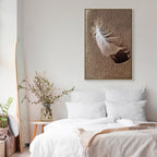 Feather on Sandy Shore Vertical Canvas Print