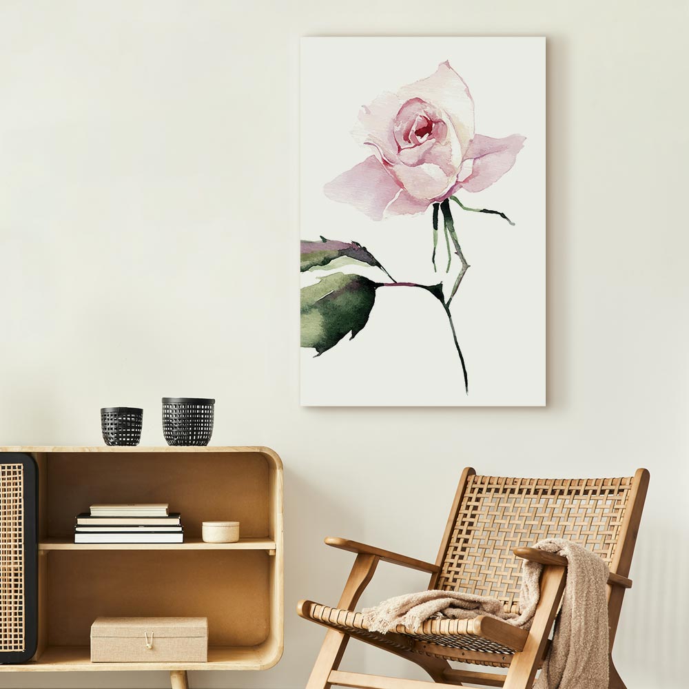 Lonely Rose Floral Vertical Canvas Print