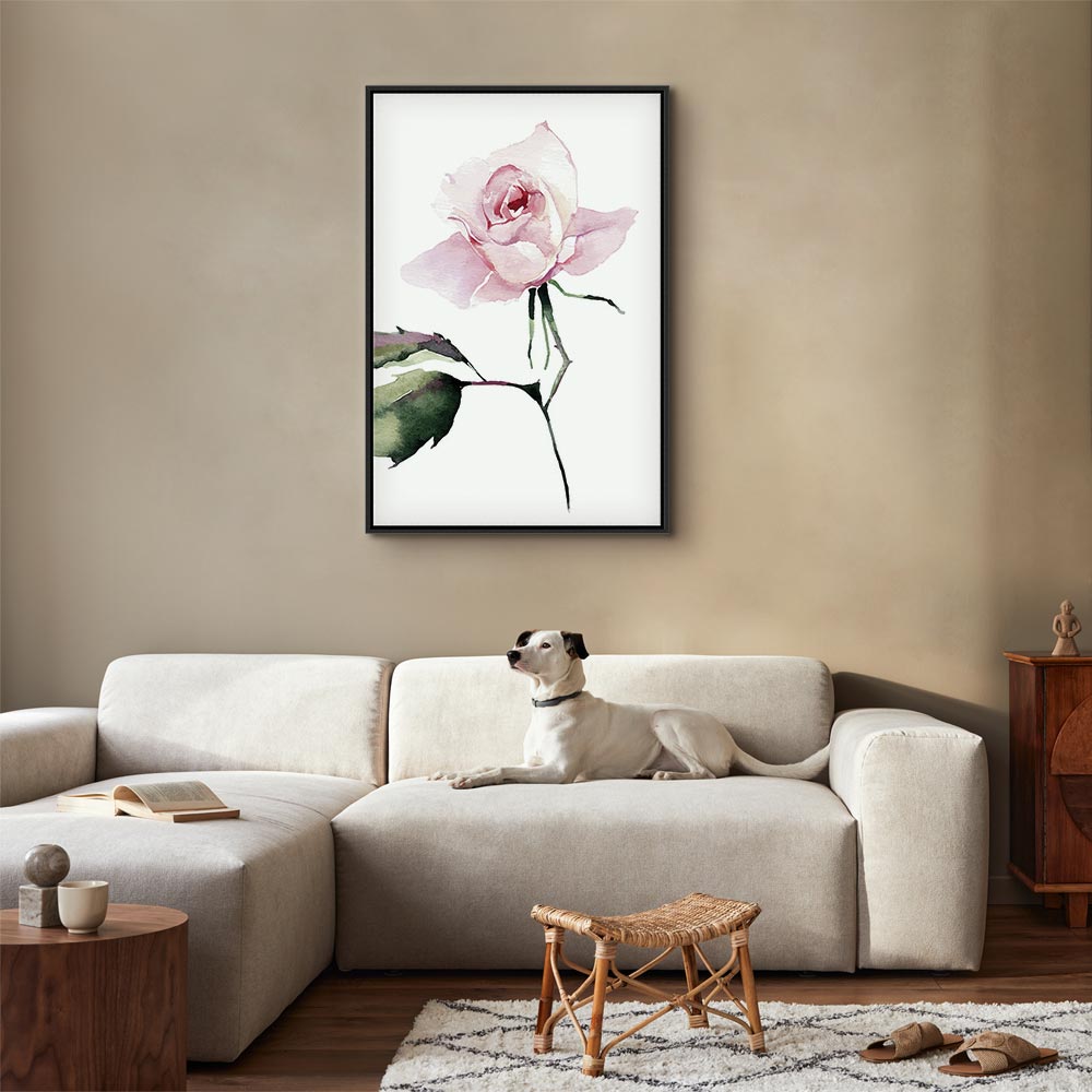 Lonely Rose Floral Vertical Canvas Print