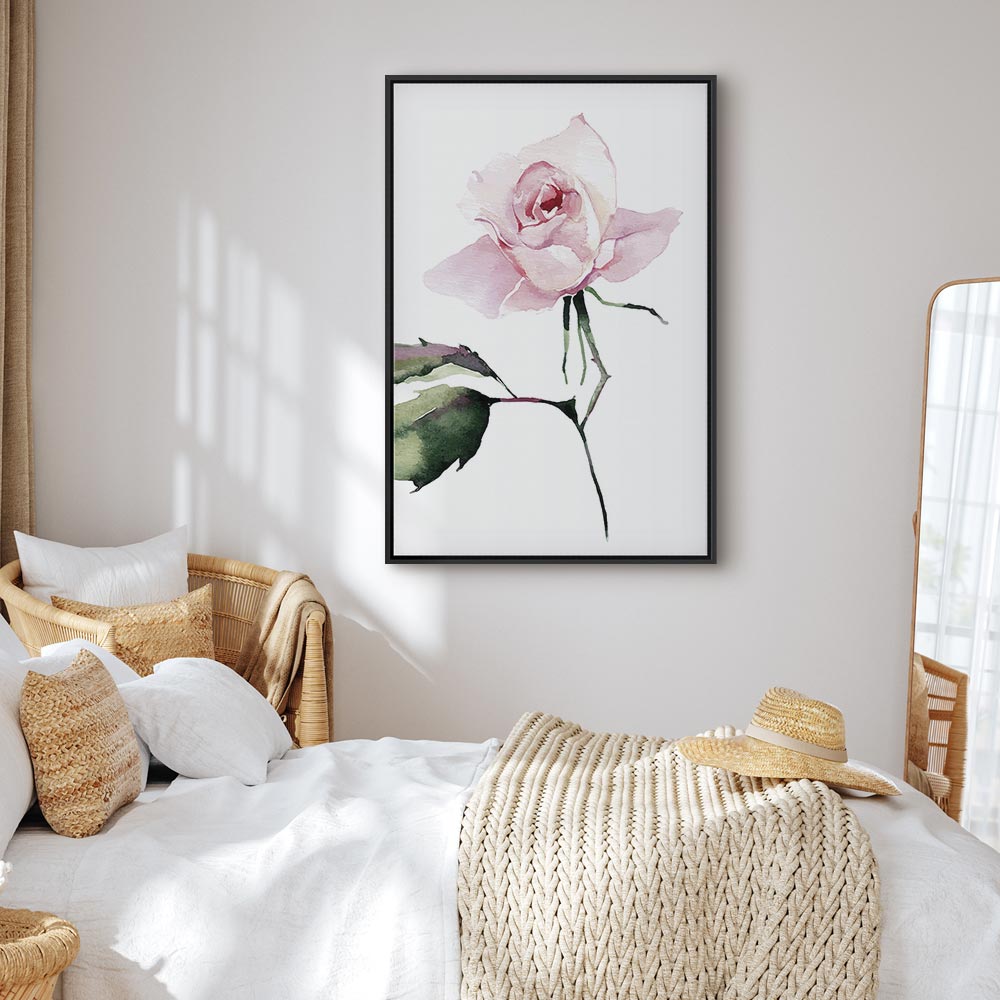 Lonely Rose Floral Vertical Canvas Print