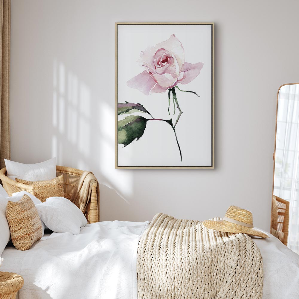 Lonely Rose Floral Vertical Canvas Print
