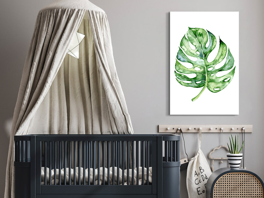 Leinwanddruck Aquarell Monstera Vertikal (1-teilig)
