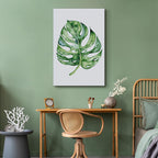 Watercolor Monstera Leaves Vertical Canvas Print