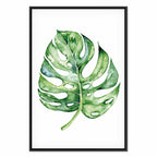 Watercolor Monstera Leaves Vertical Canvas Print