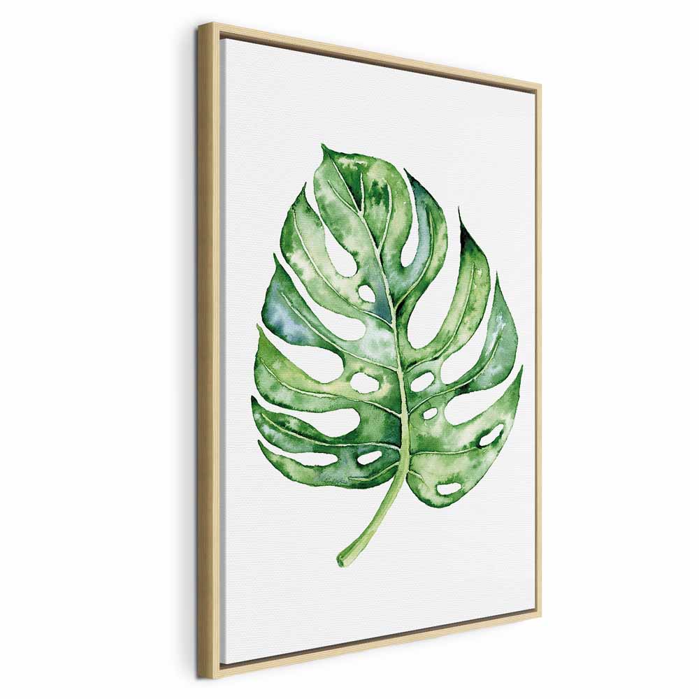 Watercolor Monstera Leaves Vertical Canvas Print