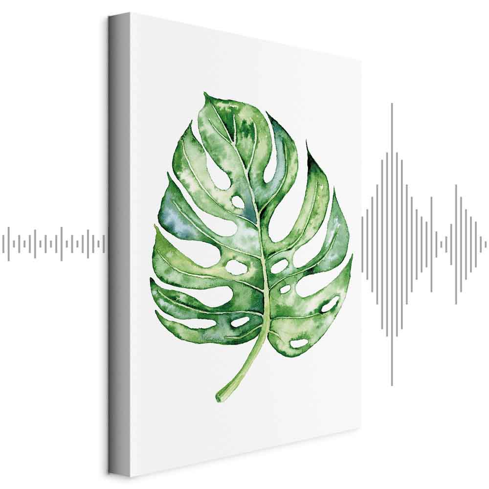 Watercolor Monstera Leaves Vertical Canvas Print