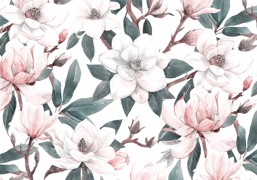 Wall Mural Watercolor Magnolias