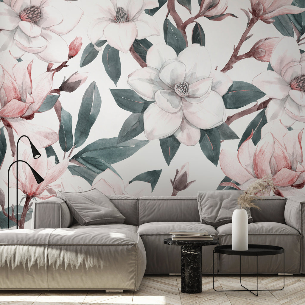 Wall Mural Watercolor Magnolias