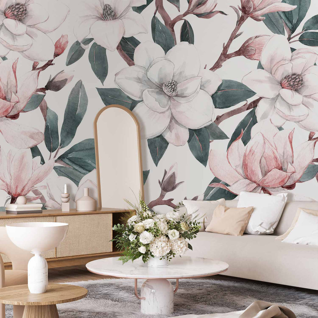 Wall Mural Watercolor Magnolias