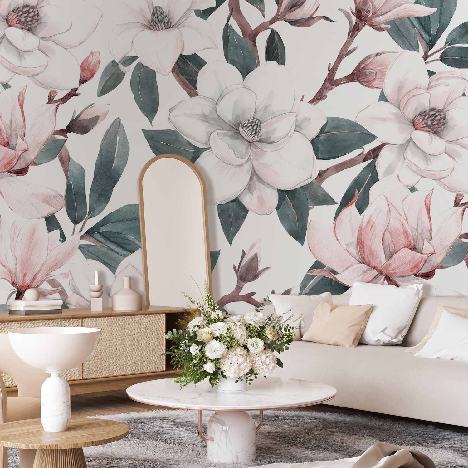 Wall Mural Watercolor Magnolias