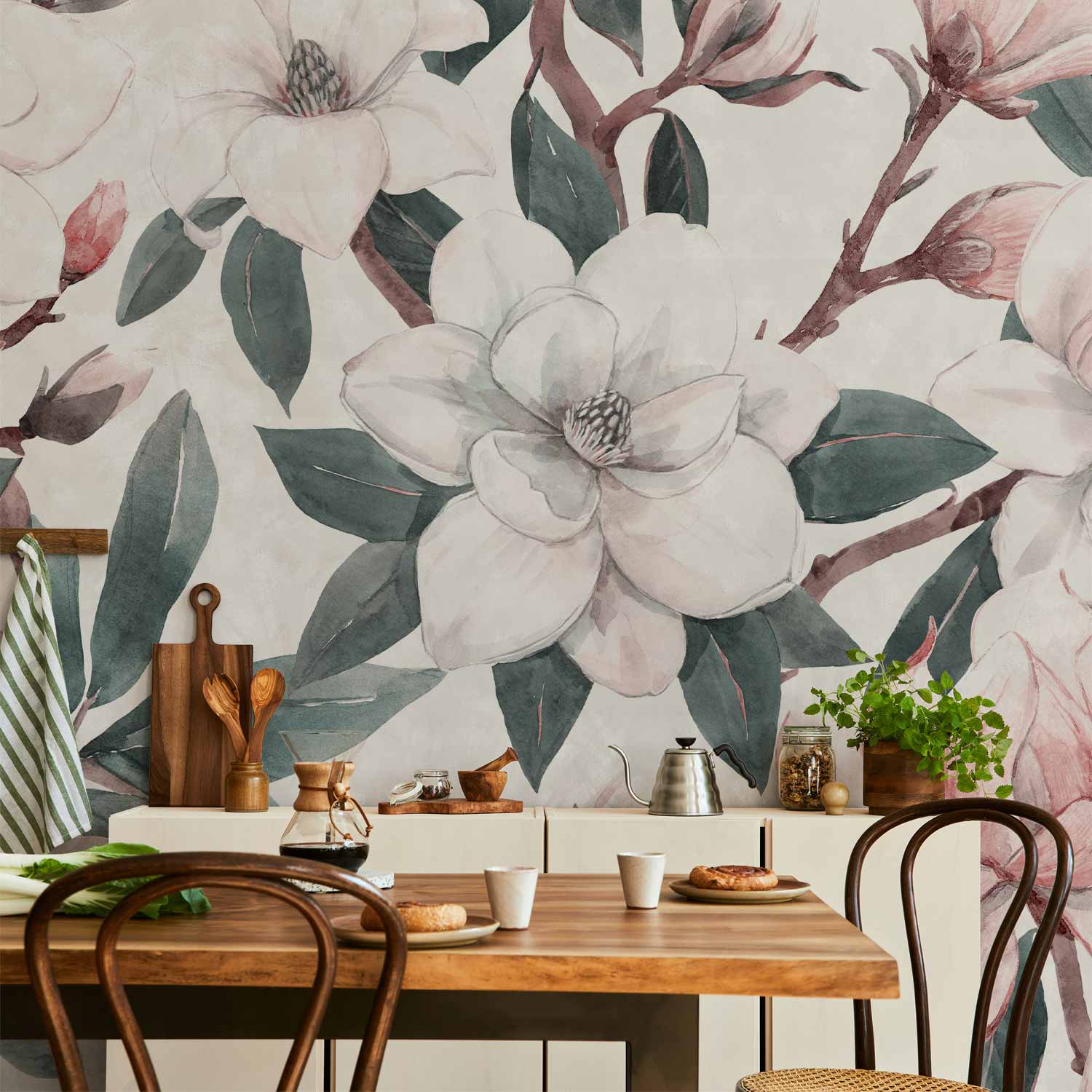 Wall Mural Watercolor Magnolias