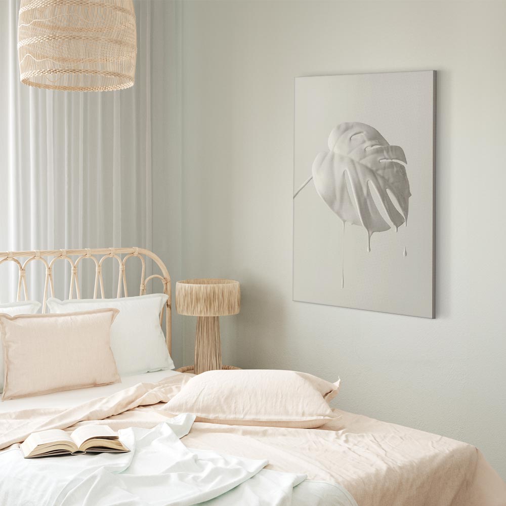 Bright Monstera Leaves Vertical Canvas Print