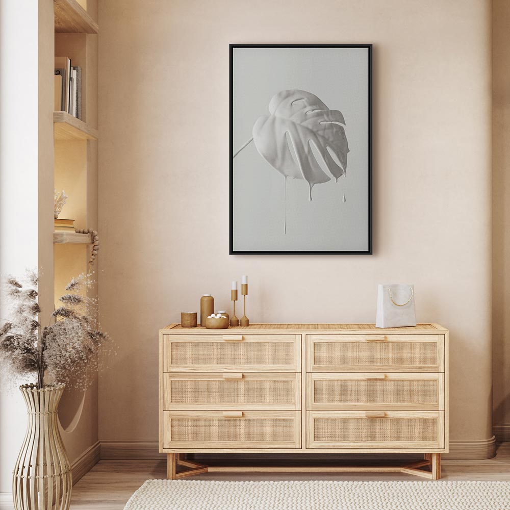 Bright Monstera Leaves Vertical Canvas Print