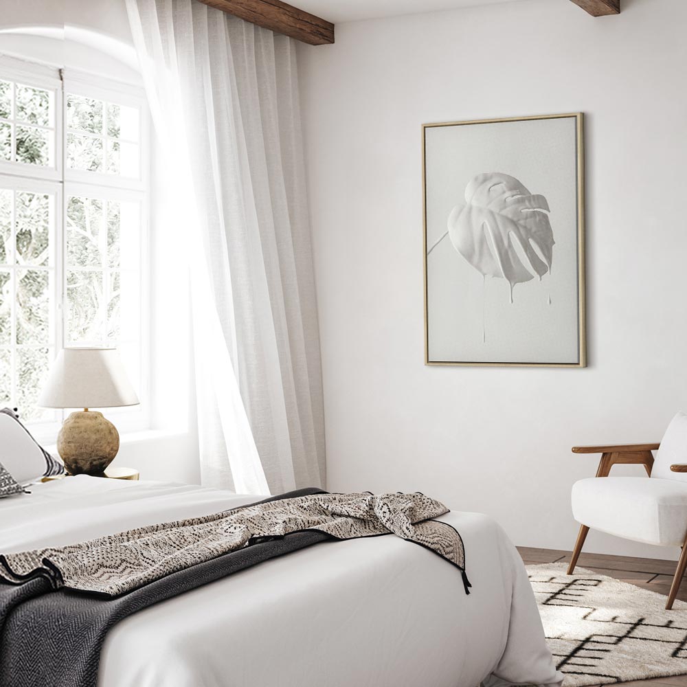 Bright Monstera Leaves Vertical Canvas Print