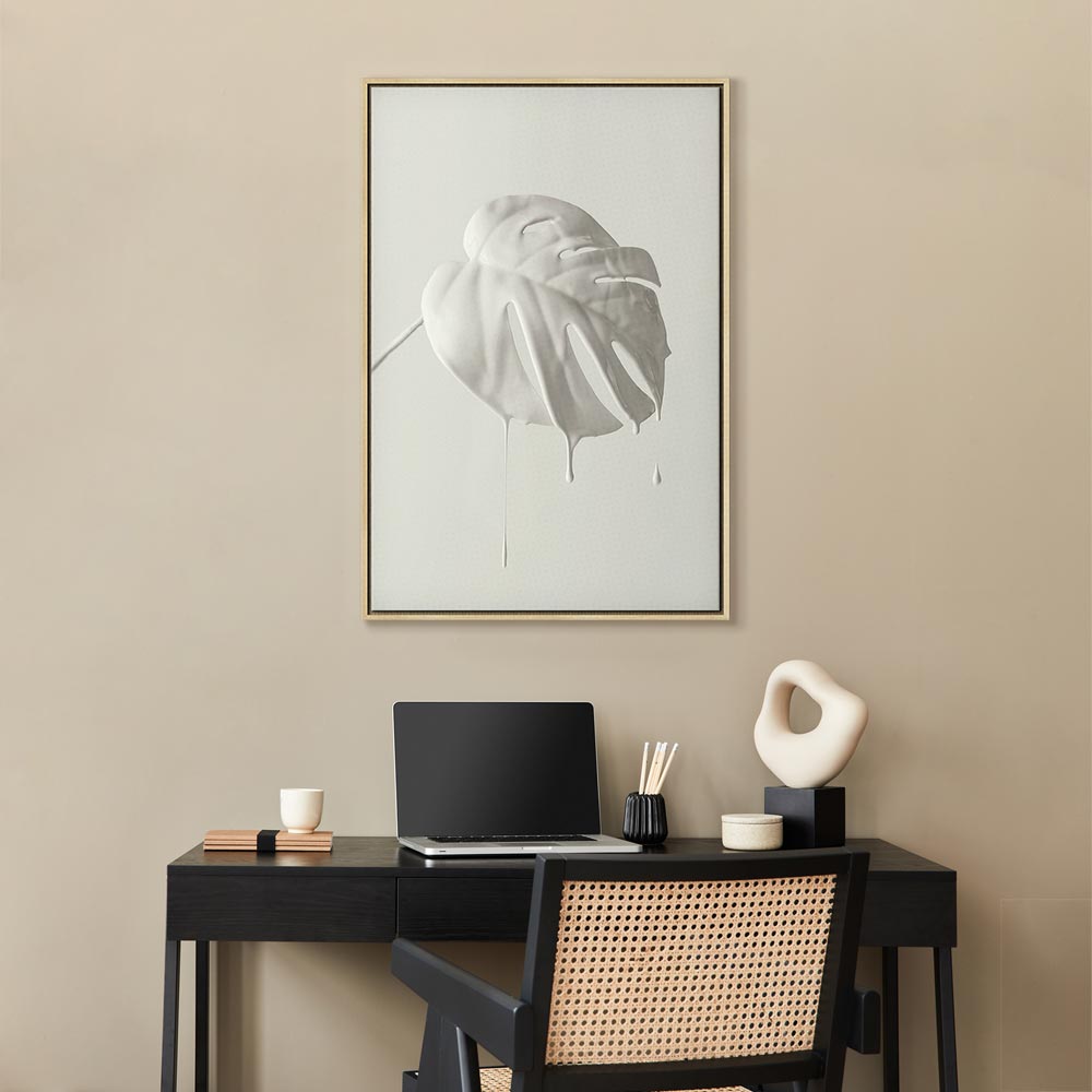 Bright Monstera Leaves Vertical Canvas Print