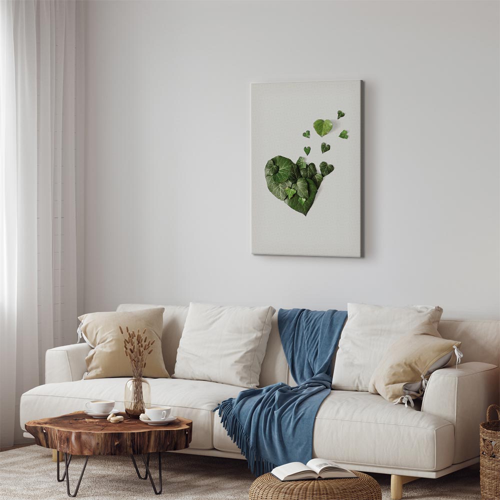 Love Ivy Green Leaves Vertical Canvas Print