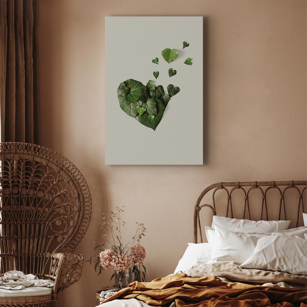 Love Ivy Green Leaves Vertical Canvas Print