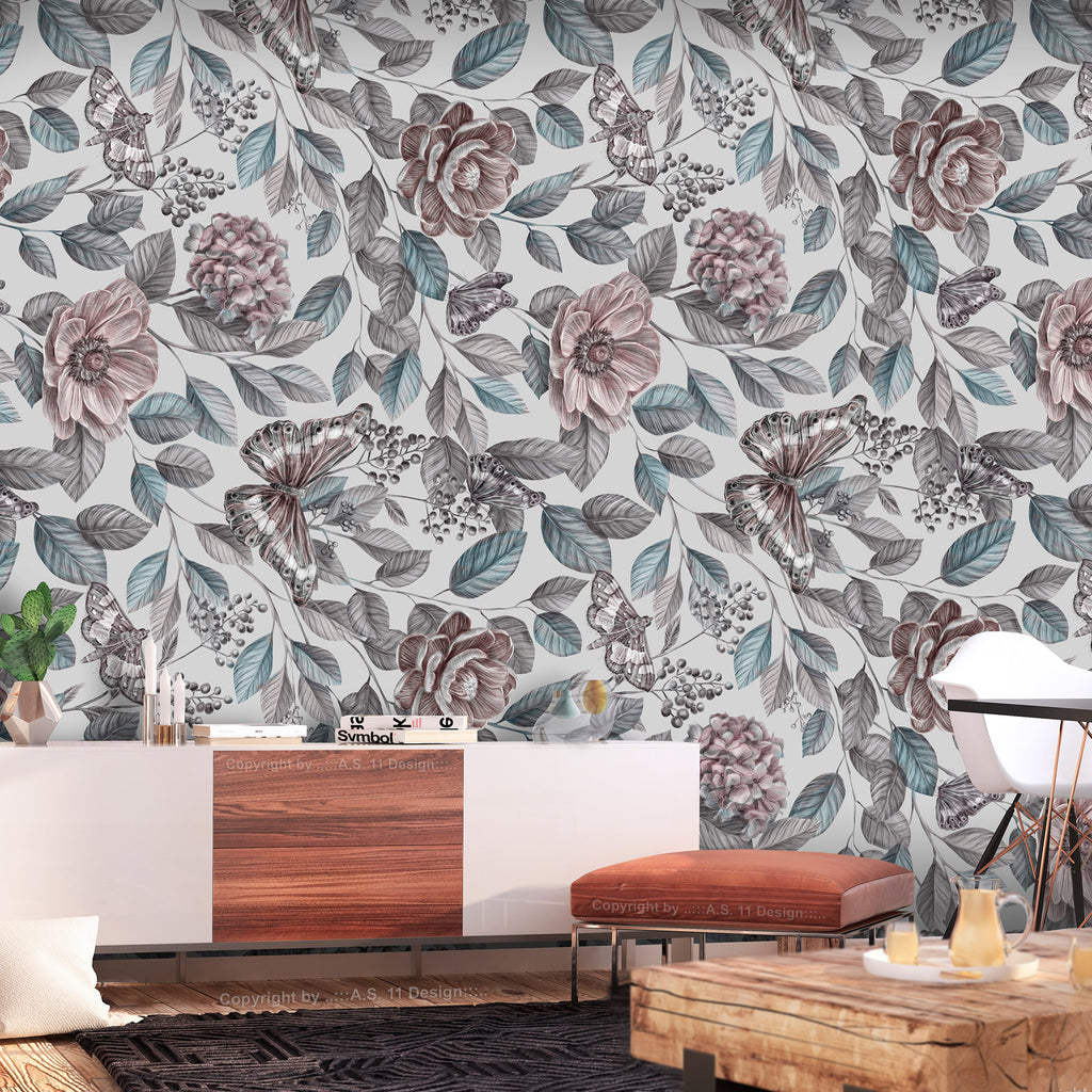 Wall Mural Rustic Mosaic - Flowers