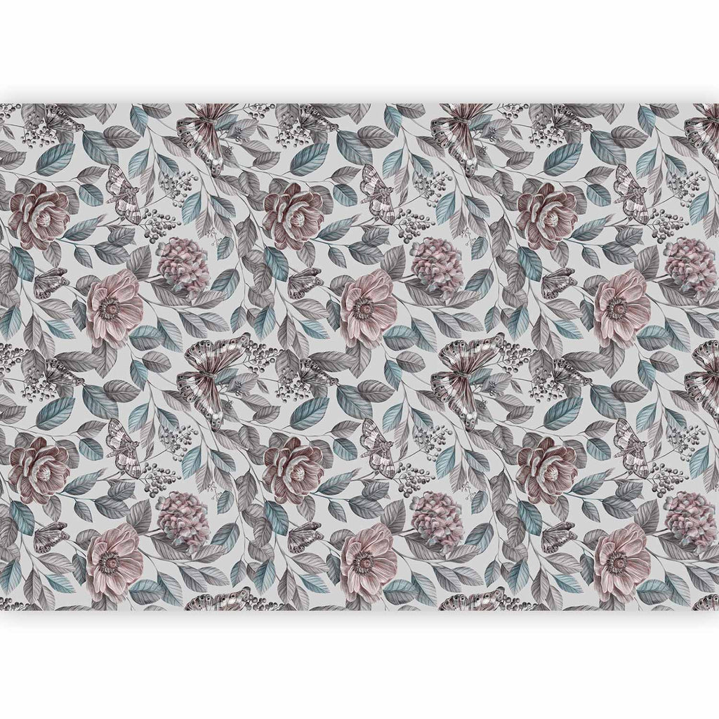 Wall Mural Rustic Mosaic - Flowers