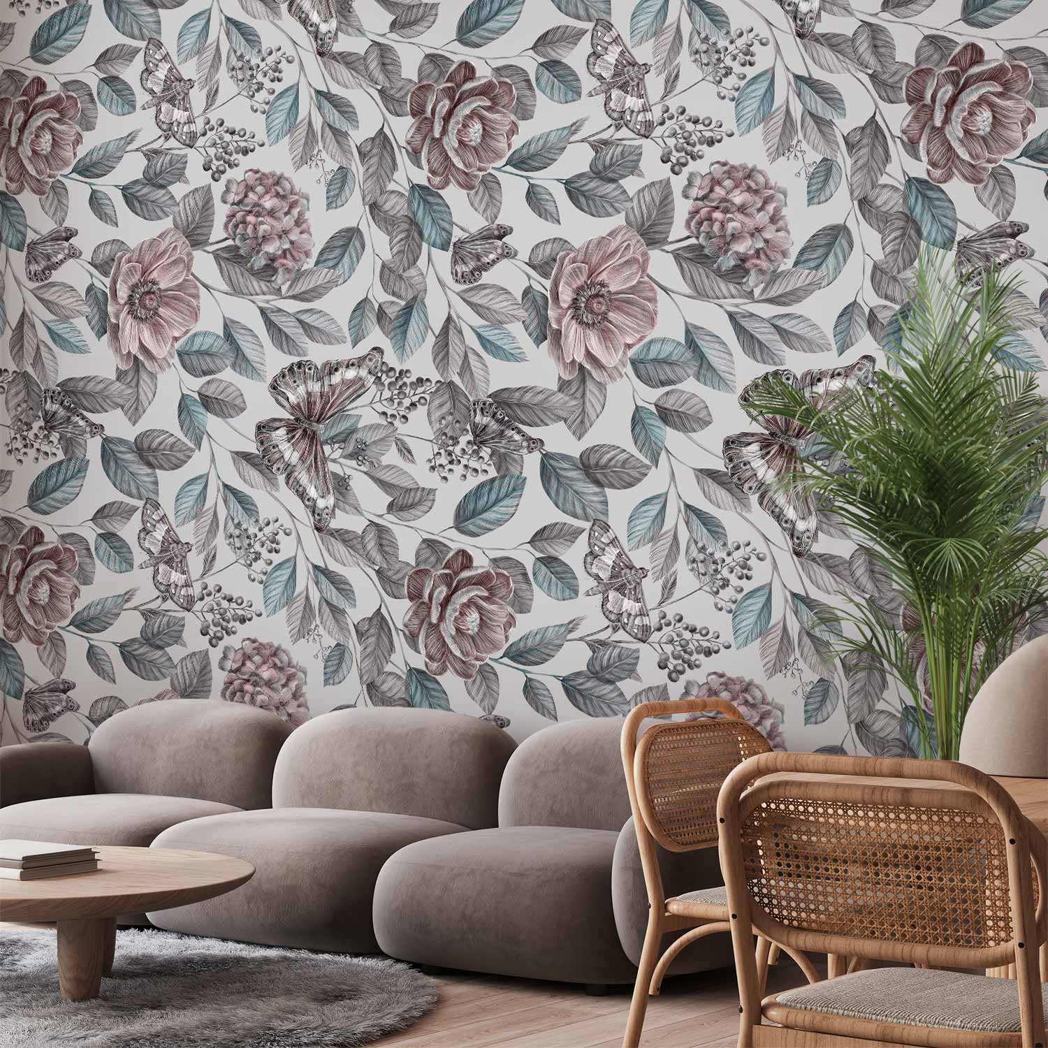 Wall Mural Rustic Mosaic - Flowers