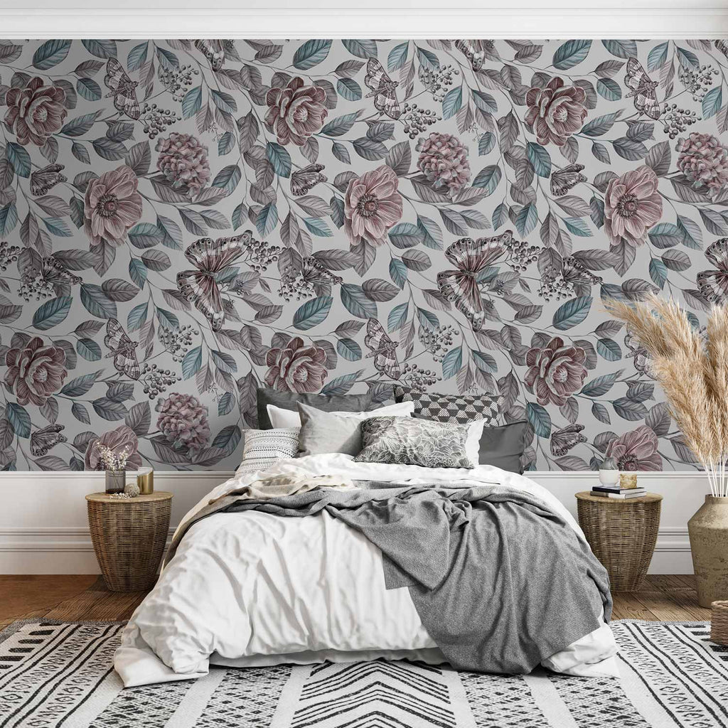 Rustic Floral Mosaic Wall Mural