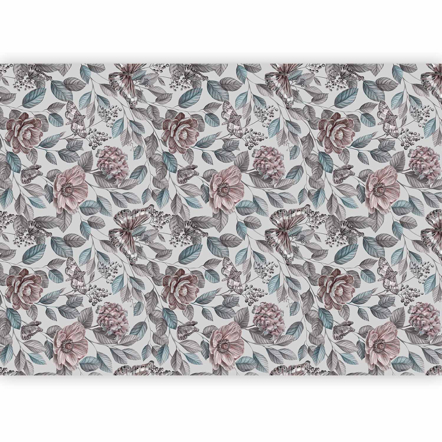 Wall Mural Rustic Mosaic - Flowers