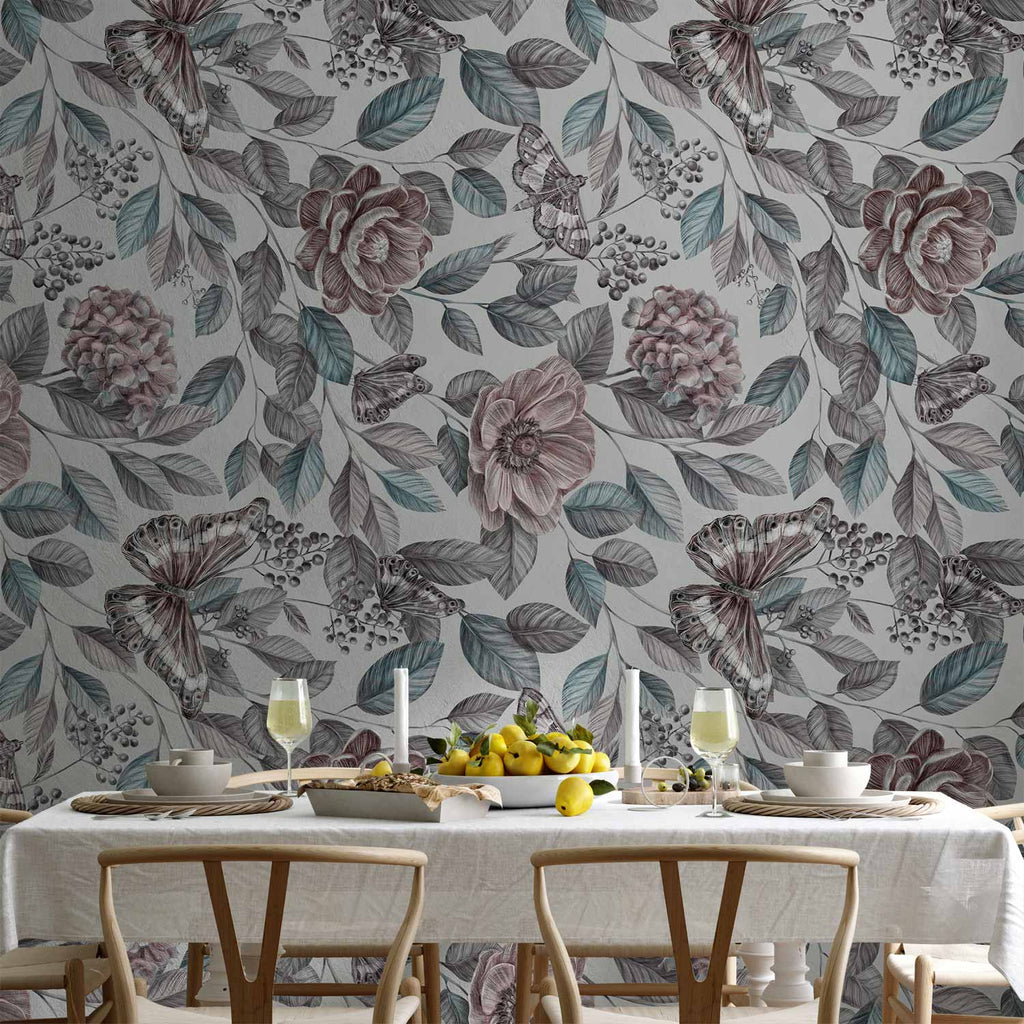 Wall Mural Rustic Mosaic - Flowers