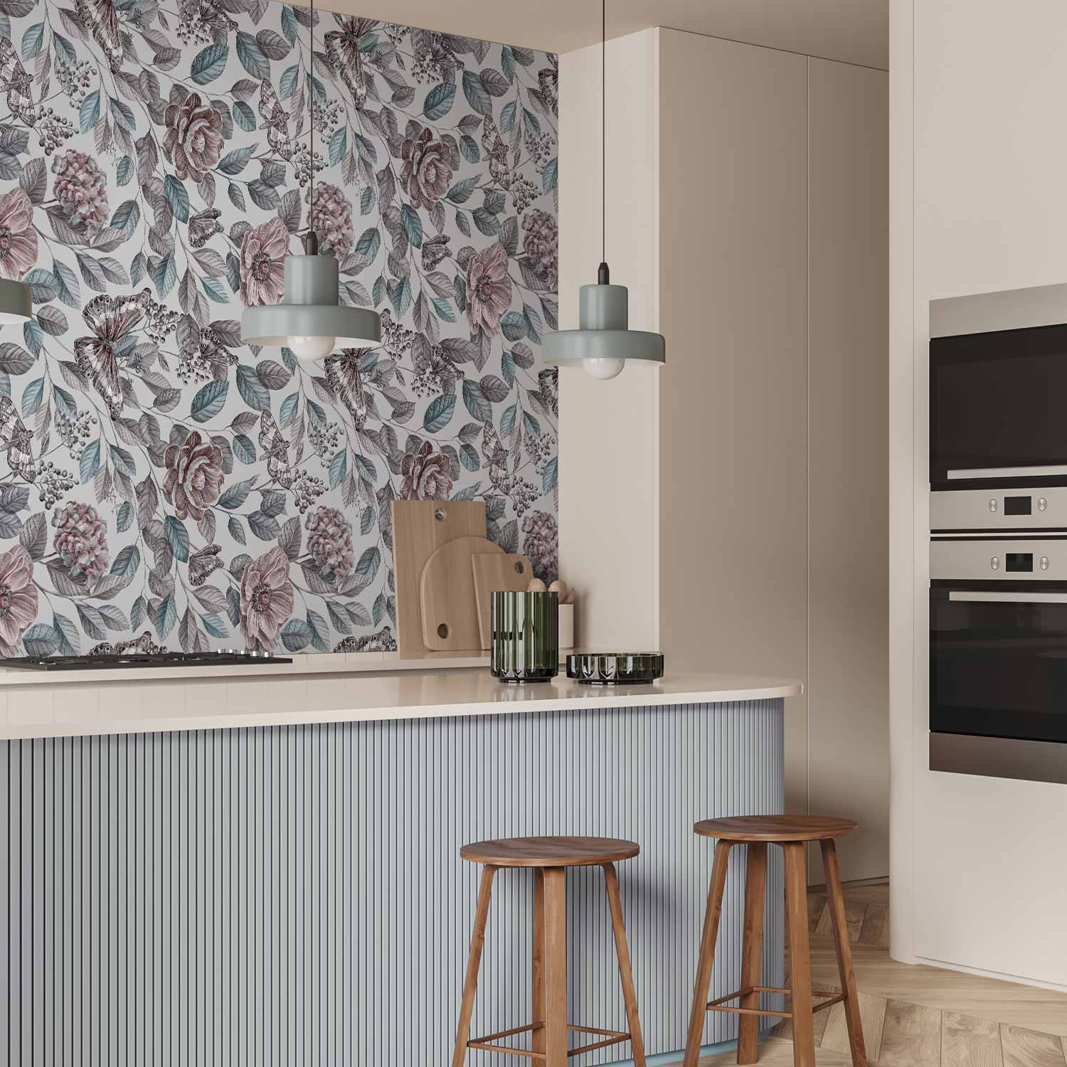 Rustic Floral Mosaic Wall Mural