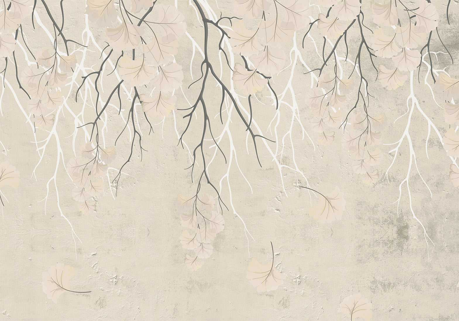 Wall mural Abstract falling leaves with branches