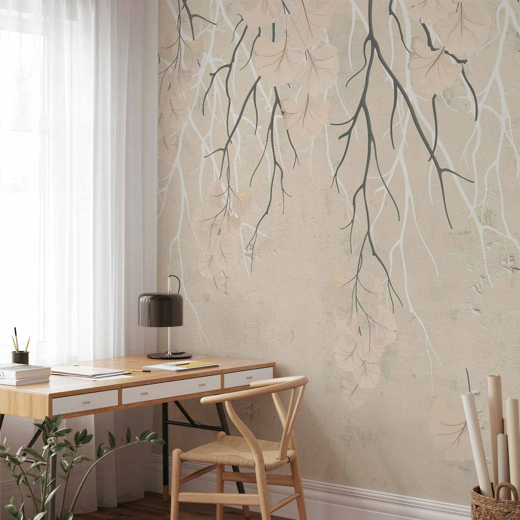 Wall mural Abstract falling leaves with branches