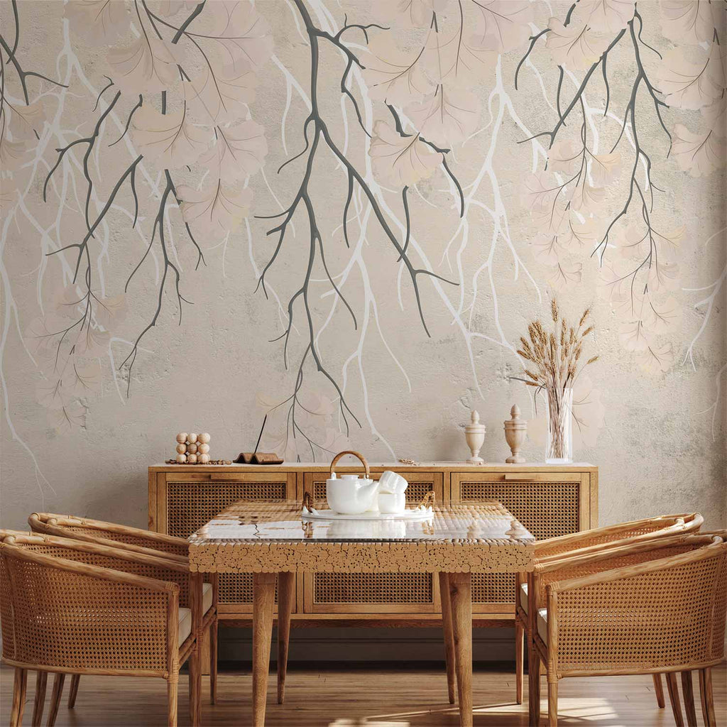 Wall mural Abstract falling leaves with branches