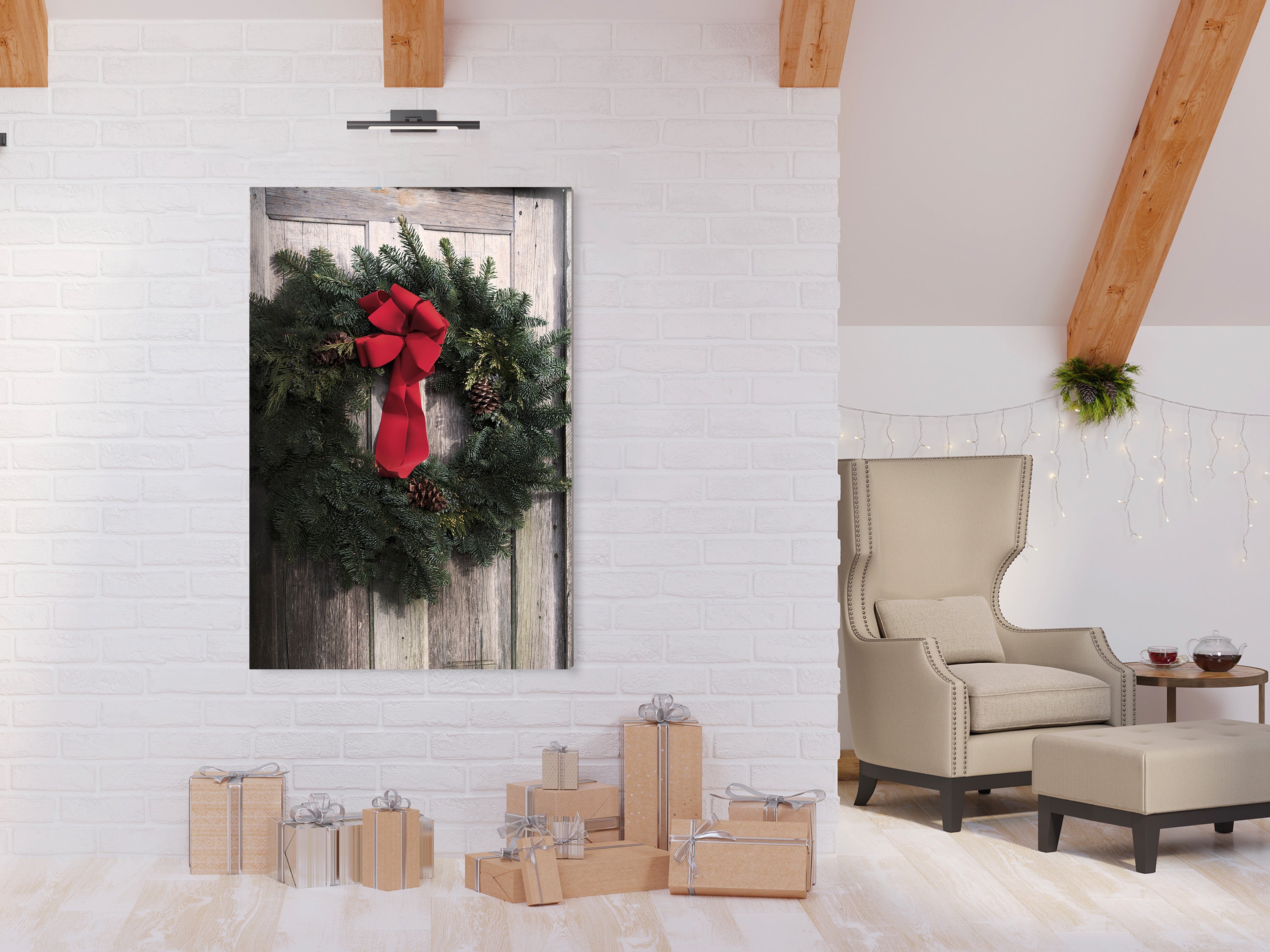 Leinwanddruck Weihnachtskranz (1-teilig) Vertikal