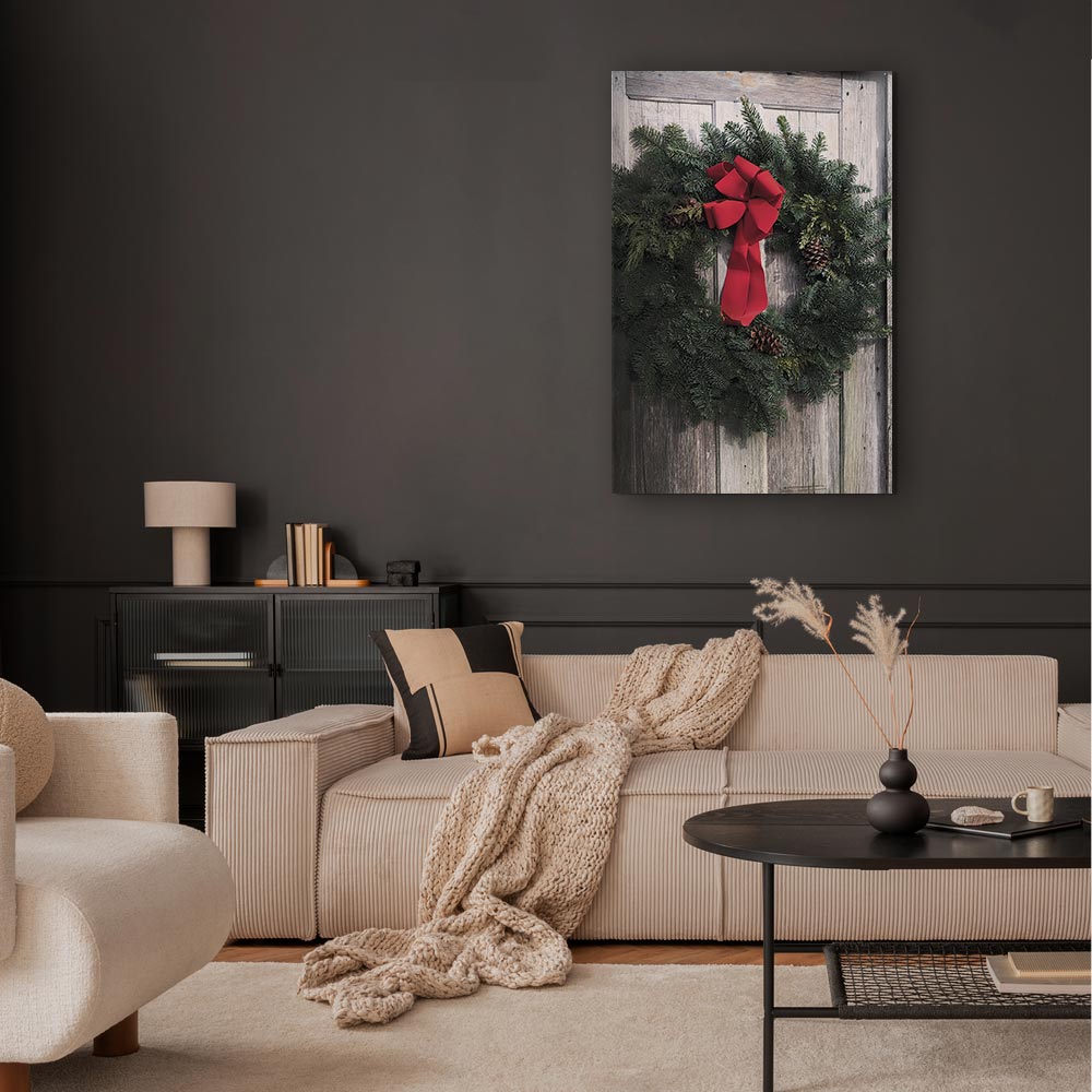 Christmas Wreath Floral Vertical Canvas Print