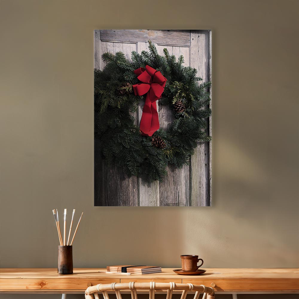Christmas Wreath Floral Vertical Canvas Print