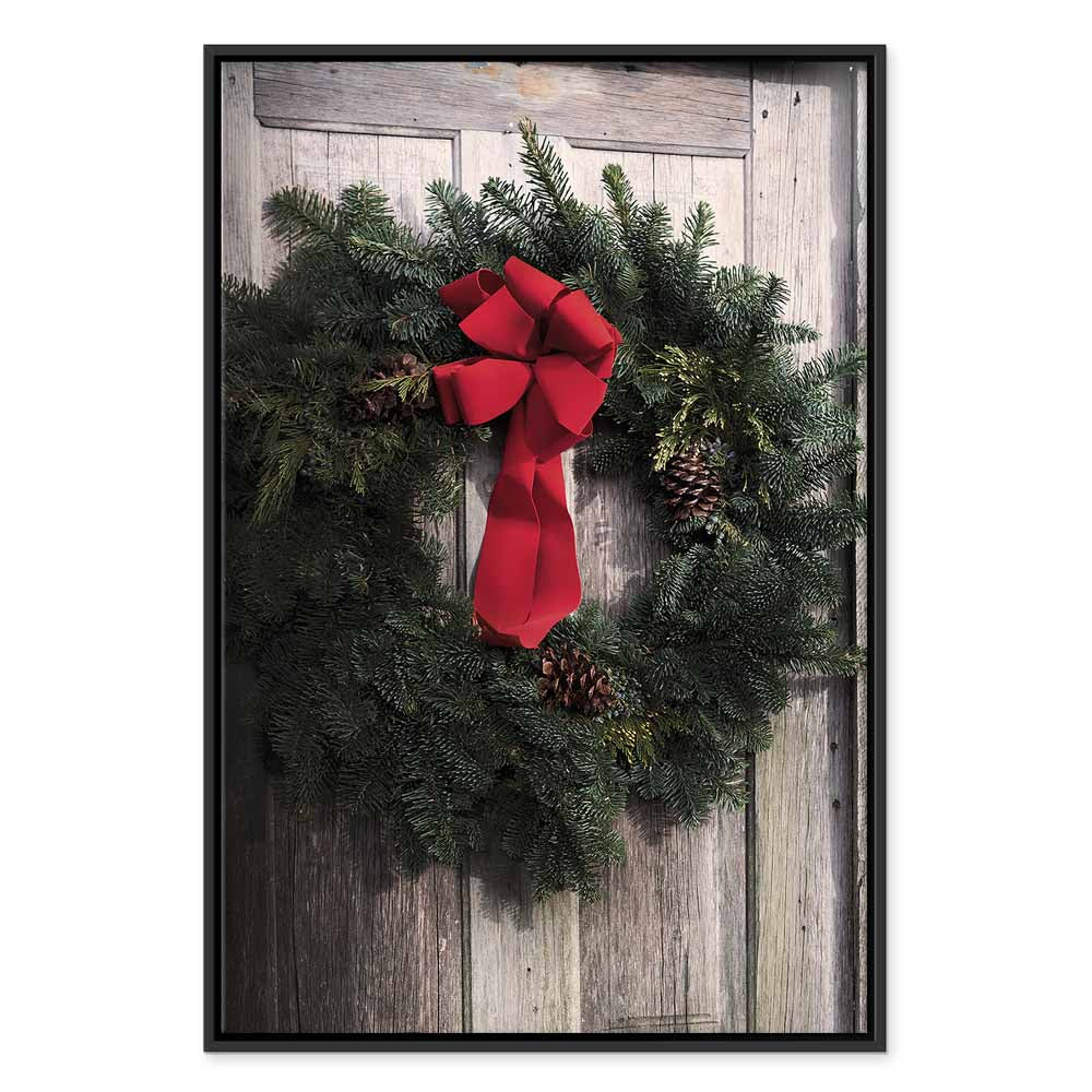 Christmas Wreath Floral Vertical Canvas Print