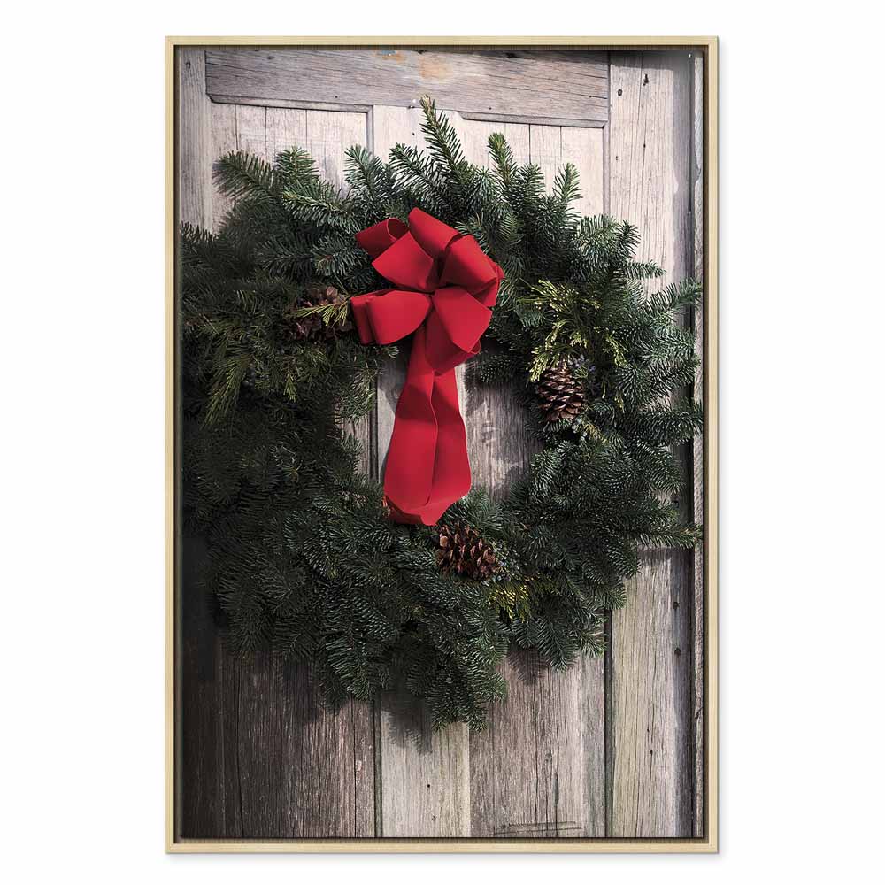Christmas Wreath Floral Vertical Canvas Print