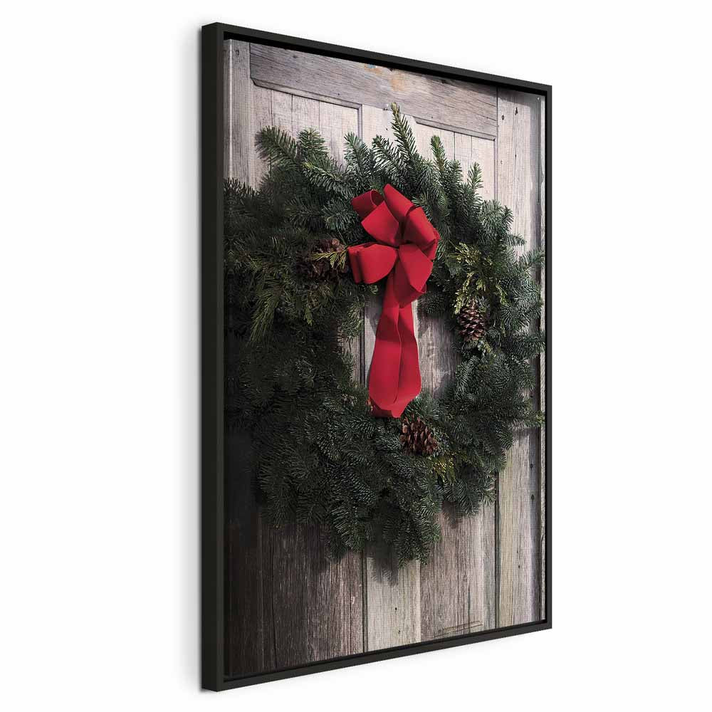 Christmas Wreath Floral Vertical Canvas Print