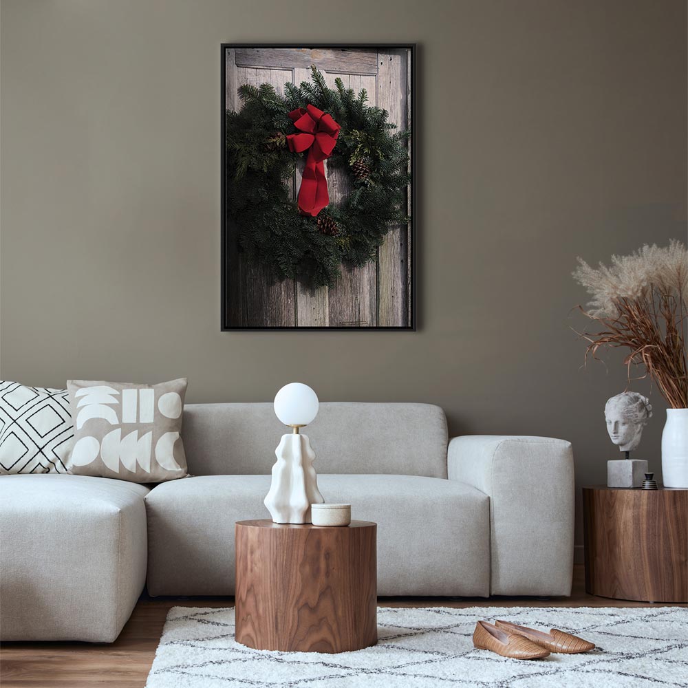 Christmas Wreath Floral Vertical Canvas Print
