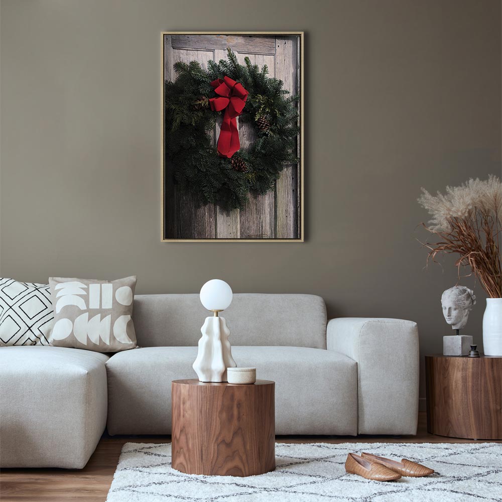 Christmas Wreath Floral Vertical Canvas Print