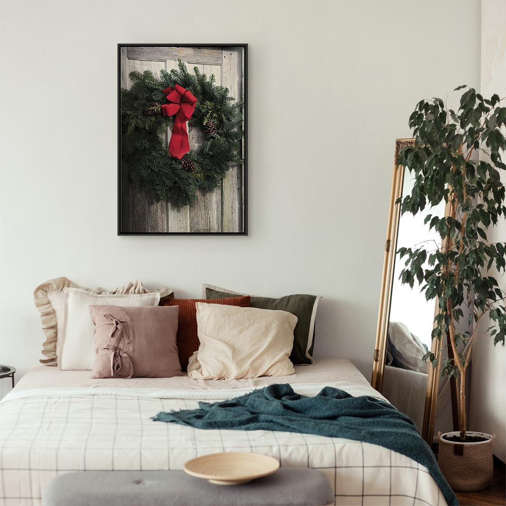 Christmas Wreath Floral Vertical Canvas Print