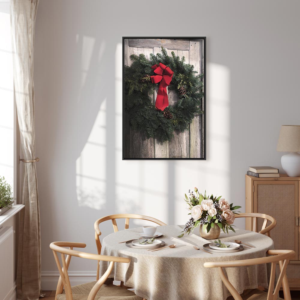 Christmas Wreath Floral Vertical Canvas Print