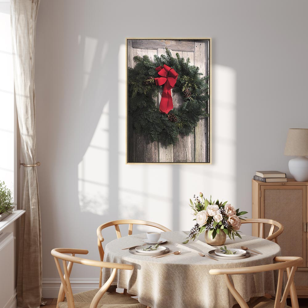 Christmas Wreath Floral Vertical Canvas Print