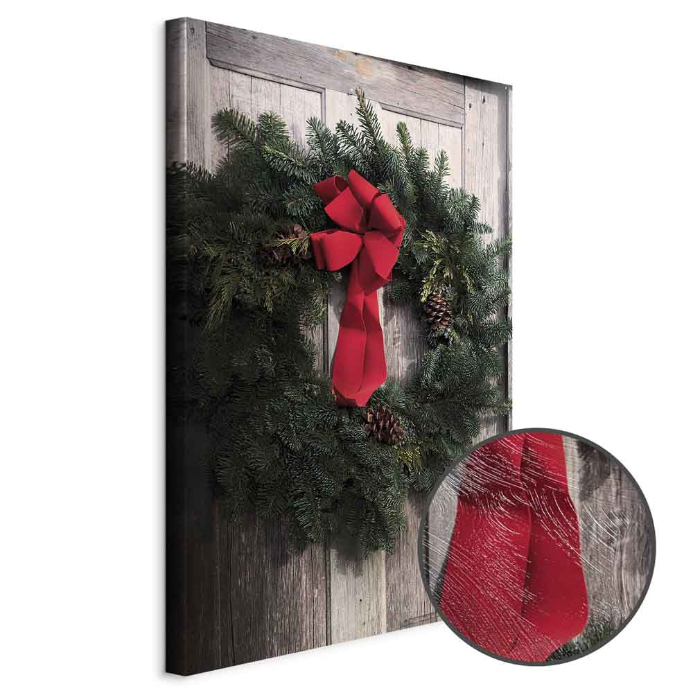 Christmas Wreath Floral Vertical Canvas Print