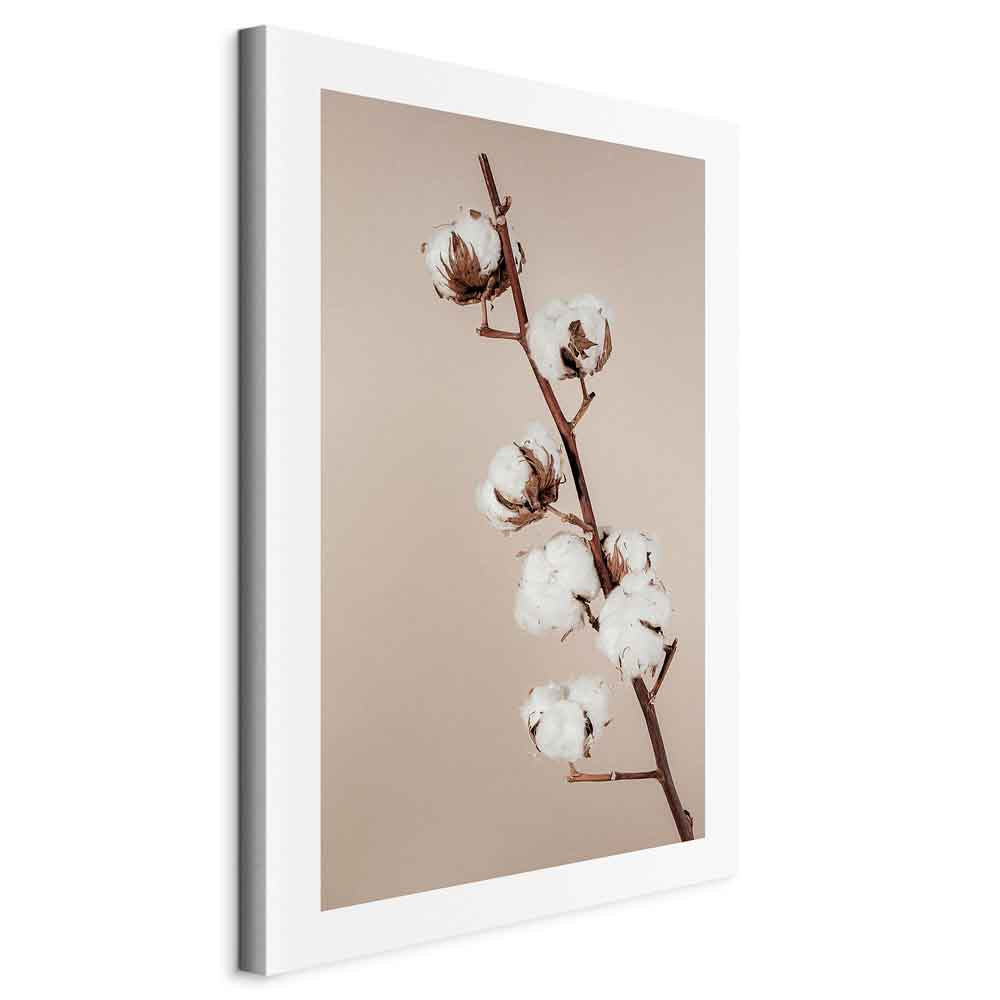 Cotton Flower Botanical Vertical Canvas Print